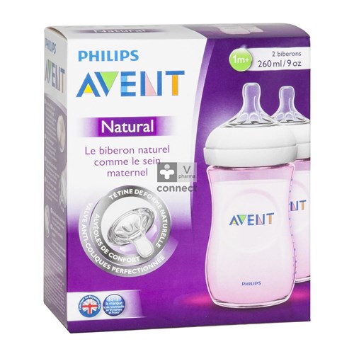 Avent Zuigfles Natural Roze Duo 2x260ml