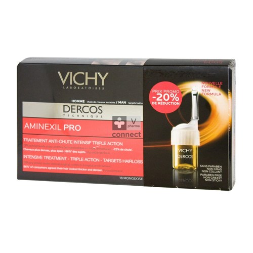 Vichy Dercos Aminexil Pro Homme Anti Chute 18 ampoules Prix Promo