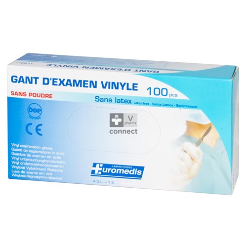 Euromedis Gants Vinyl Non Poudrés Extra Large Boite 100 Pièces