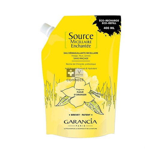 Garancia Source Micellaire Enchantée Eau Démaquillante à la Fleur d'Oranger Recharge 400 ml