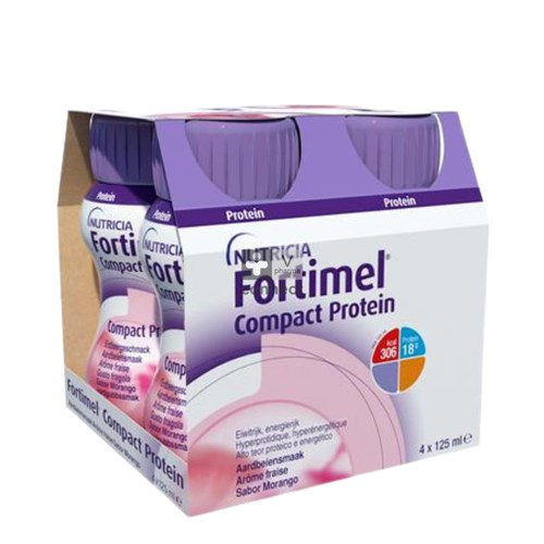 Fortimel Compact Protein Aardbei Flesjes 4x125 ml