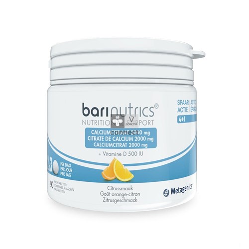 Metagenics Barinutrics Citrate de Calcium Citron Orange 90 Comprimés