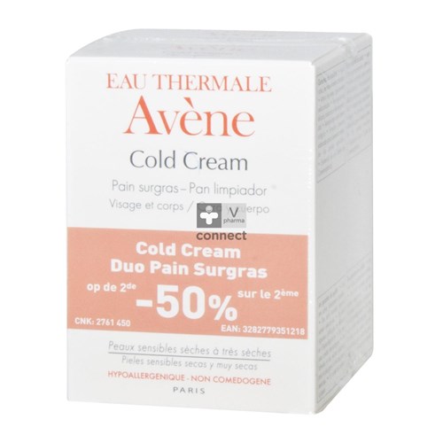 Avene Cold Cream Wasstuk Overv.duo 2de -50% 2x100g