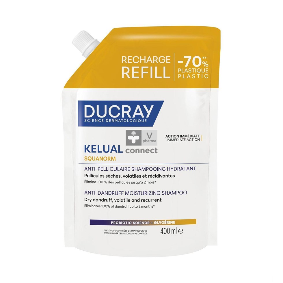 Ducray Kelual Squanorm Recharge Shampoing Pellicules Sèches 400 ml