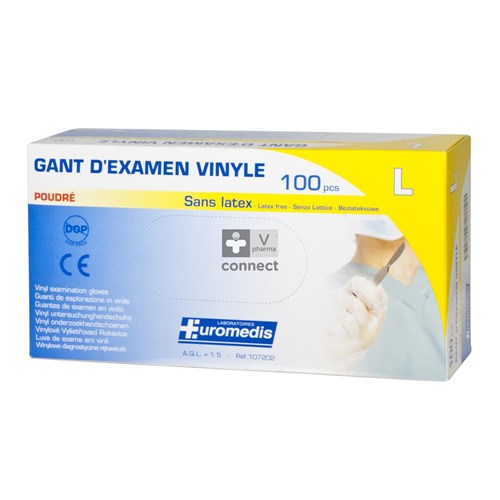 Euromedis Gants Vinyl Poudrés Large Boite 100 Pièces