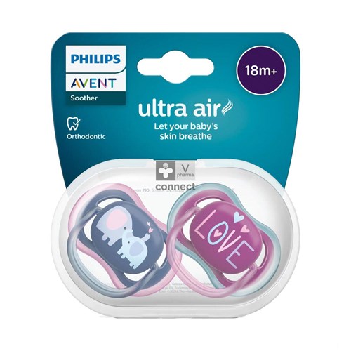 Avent Sucette 18+ Air Elephant/Love