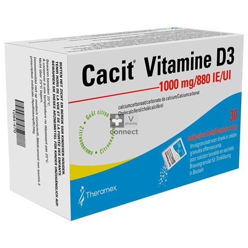 Cacit Vit. D3 1000mg/880ie Bruisgranul. Zakje 30