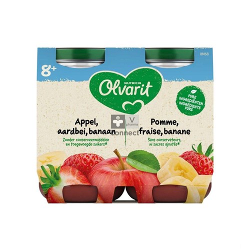 Olvarit Fruit Appel Aardbei Zwarte Bes 2x200g 8m60