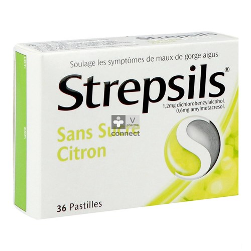 Strepsils Citron Sans Sucre 36 Pastilles