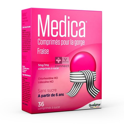 Medica Keeltabletten Aardbei 36 zuigtabletten