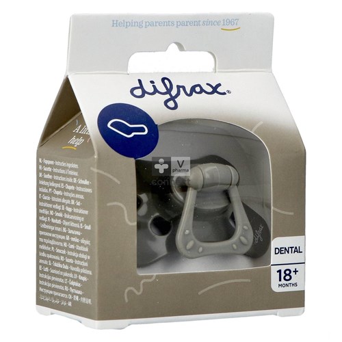 Difrax Sucette Dental 18+ Gris