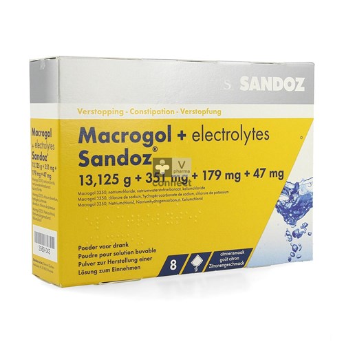 Macrogol + Electr Sandoz Pdr Ciroensmaak Zakje 8