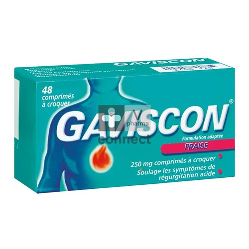 Gaviscon Fraise 250 mg 48 Comprimés à Croquer