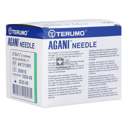 Terumo Naald Agani 21g 5/8 Rb Groen 100