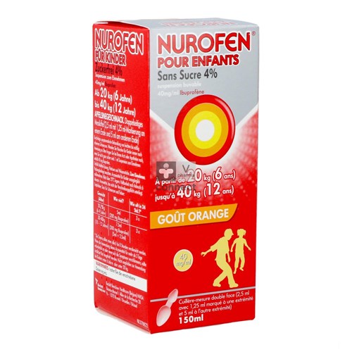 Nurofen Kind Sinaas 4% Suspensie zonder suiker 150 ml