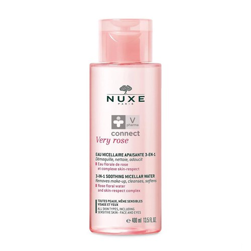 Nuxe Very Rose Eau Micellair Apaisante 3En1 Toutes Peaux Pompe Inversée 400 ml