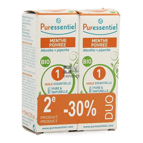 Puressentiel Menthe Poivrée Huile Essentielle Bio 2 x10 ml Promo