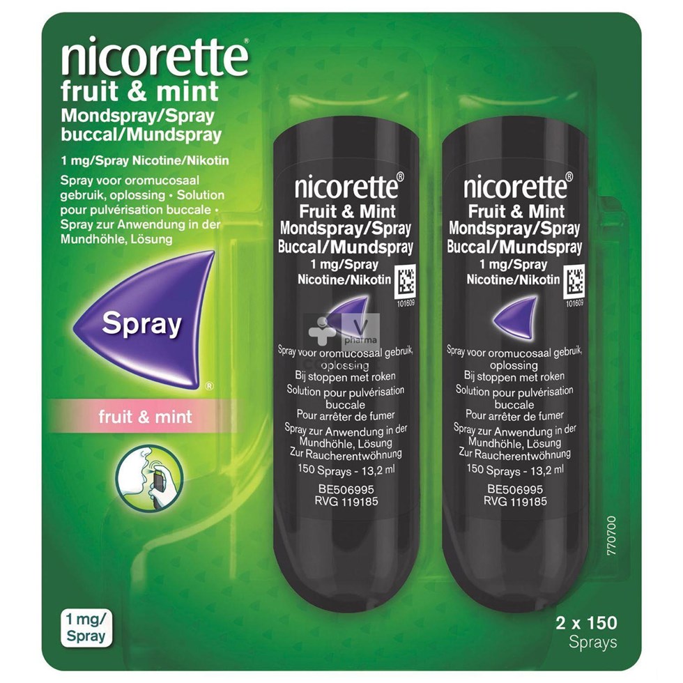 Nicorette Fruit & Mint 1 Mg Spray Doseur 2 x 150