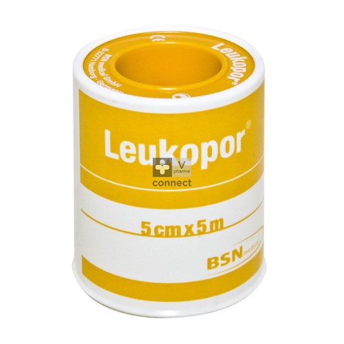 Leukopor Deksel Kleefpleist. 5,00cmx5,0m 1 0247400