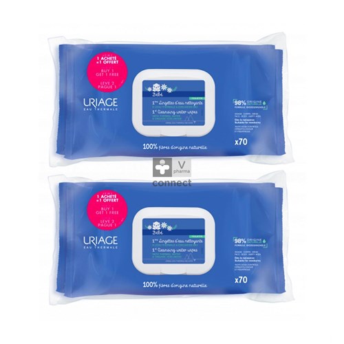 Uriage 1ere Lingettes Nettoyant Duo 2x70