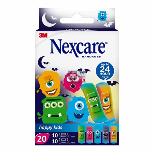 Nexcare Happy Kids Monstres Assortiment 20 Pansements