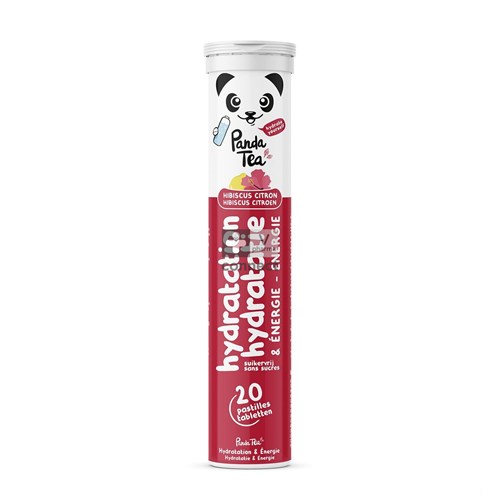 Panda Tea Hydratation Citron/Hibiscus 20 Comprimés Effervescents