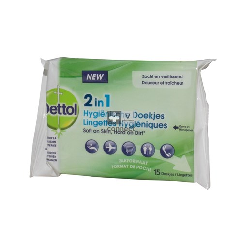 Dettol Lingettes 2 En 1  15 Pièces
