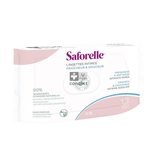 Saforelle Lingettes Fraîcheur Flushable Pocket 10 Pièces