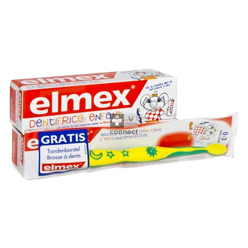 Elmex Tandp Kind Tube 2x50ml + Tandenb 0-3jaar
