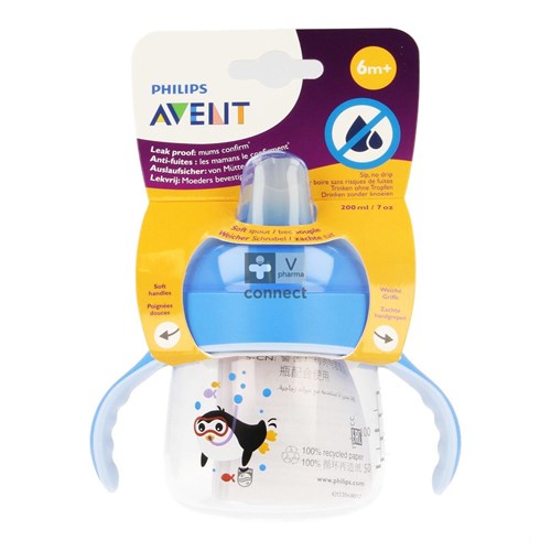 Philips Avent Lekvrije Beker Pinguin Blauw 200ml SCF751/05