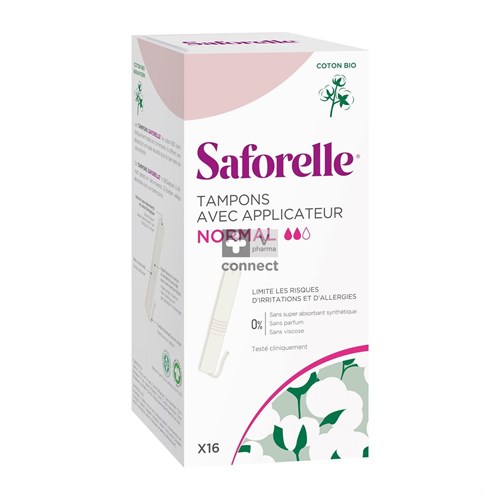 Saforelle Coton Protect Bio Tampons Applicateurs Normal 16 Pièces