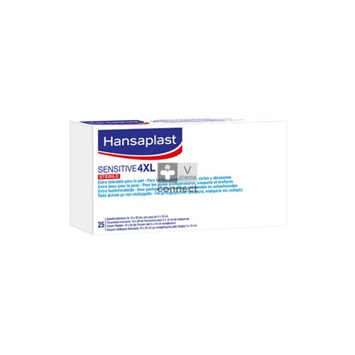 Hansaplast Sensitive Ster. 4xl 10cmx20cm Strips 25