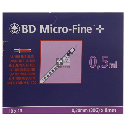 Bd Microfine+ Seringues à Insuline 0,5 ml 30G 8 mm 100 Pièces (324825)