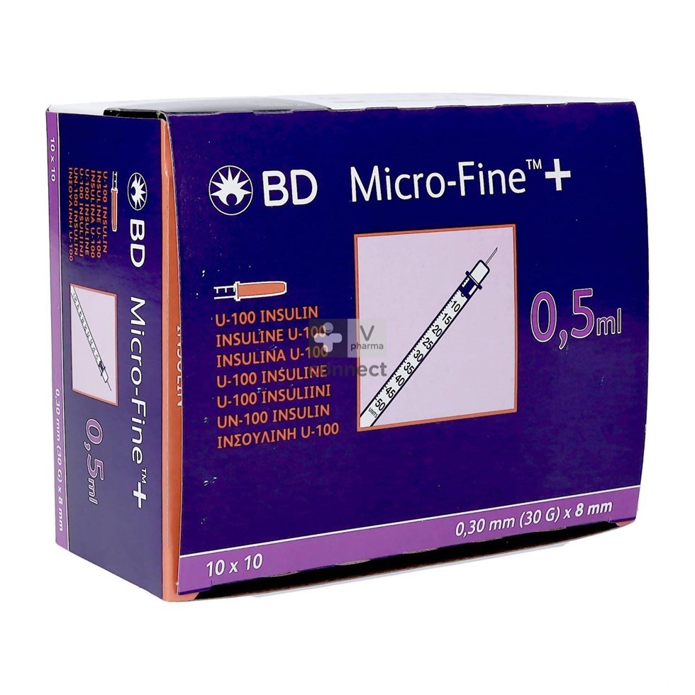 Bd Microfine+ Seringues à Insuline 0,5 ml 30G 8 mm 100 Pièces (324825)