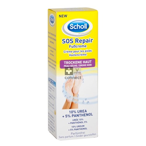 Scholl Sos Repair Voetcreme Urea10%+panth.5% 100ml