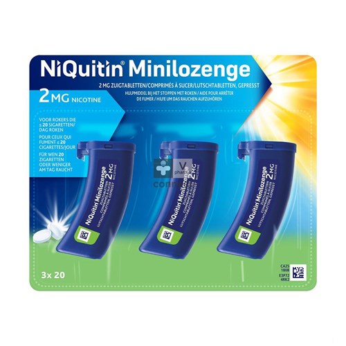 Niquitin 2,0 mg Minilozenge 60 Comprimés A Sucer