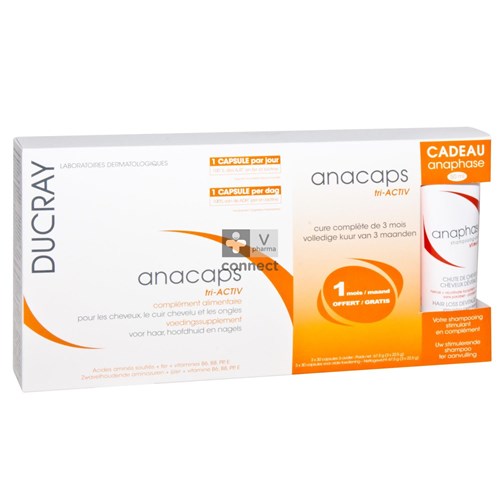 Ducray Anacaps Tri-activ Caps 3x30+anaphase 50ml