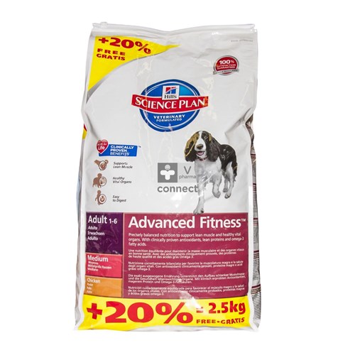 Hills Science Plan Canine Adult Advanced Fitness Medium 14,5 Kg Poulet Prix Promo
