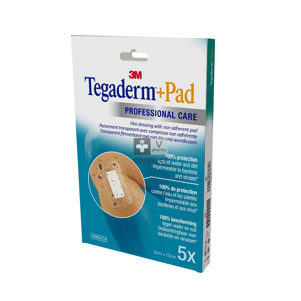 Tegaderm + Pad Pansement Transparent 9 cm x 15 cm 5 Pièces Réf. 3589P