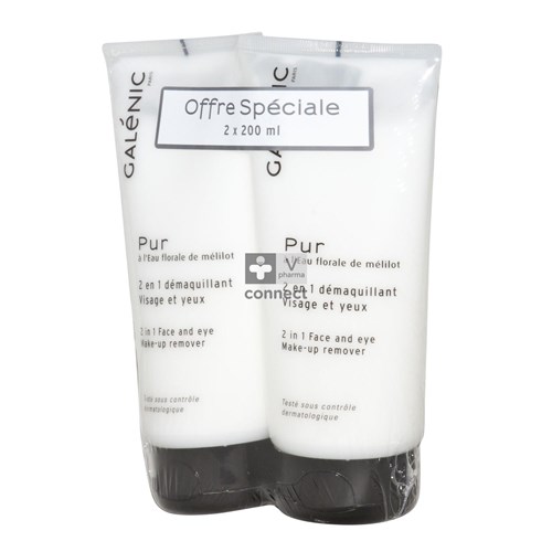 Galenic Pur 2 en 1 Démaquillant Visage et Yeux 2 x 200 ml Prix Promo