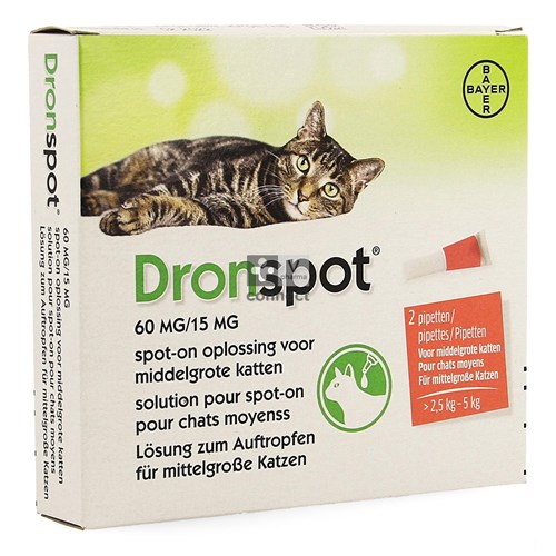 Dronspot 60mg/15mg Spot-on Kat Medium>2,5-5kg Pip2