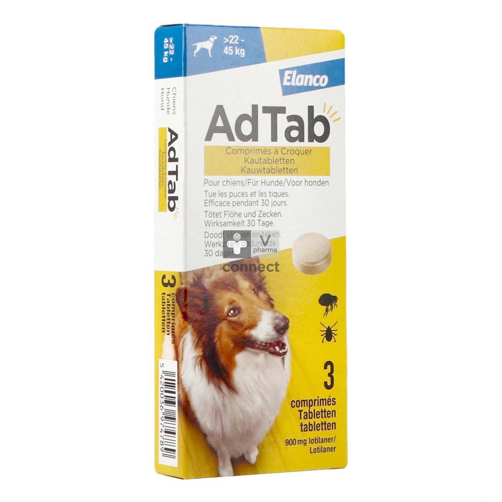 Adtab Chien  22-45Kg 3 Comprimés à Croquer