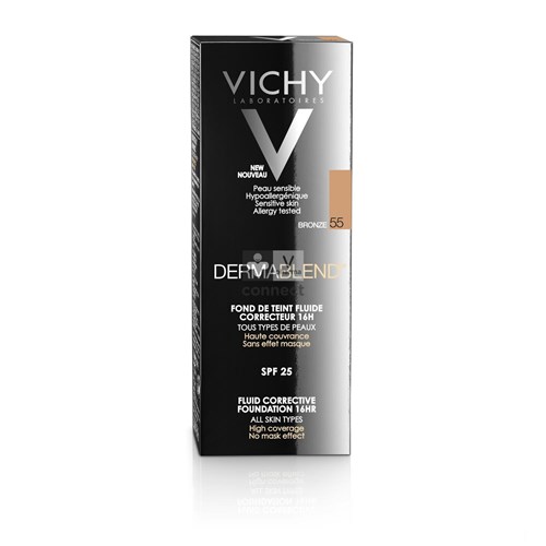 Vichy Dermablend Fond de Teint Fluide Correcteur 16H 55 Bronze 30 ml