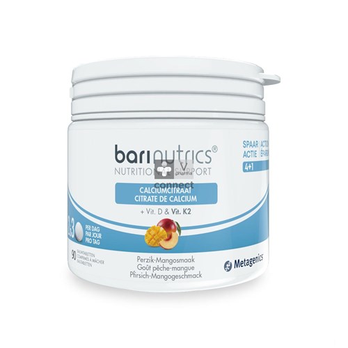 Barinutrics Citrate Calcium Peche/Mangue 90 Comprimés