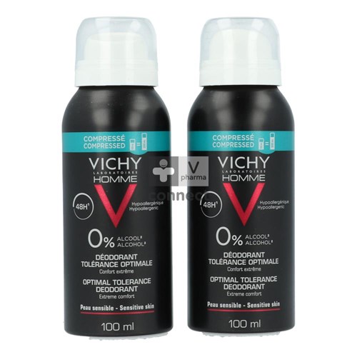 Vichy Homme Déodorant Fraicheur Aero Tolerance 48H  2x100 ml