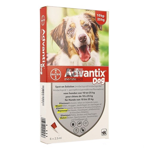 Advantix 250/1250 Honden 10<25kg Fl 6x2,5ml