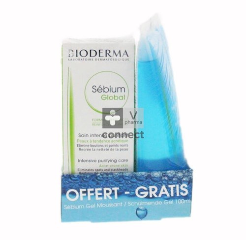 Bioderma Sebium Sensitive Crème 30 ml + Gel Moussant 100 ml Gratuit