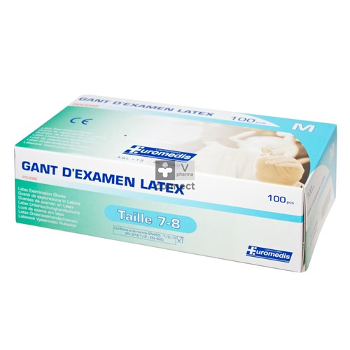 Euromedis Gepoederde latex handschoenen Medium Doos 100 stuks