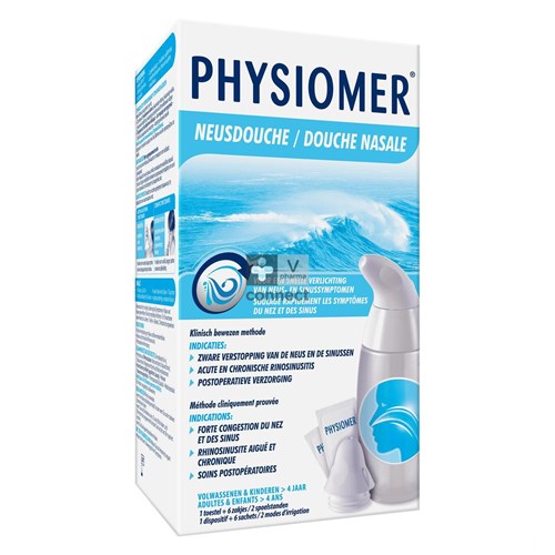 Physiomer Douche Nasale + 6 Sachets De Sel De Mer