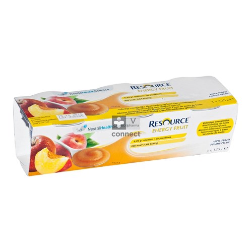 Resource Energy Fruit Appel-perzik Cups 3x125g